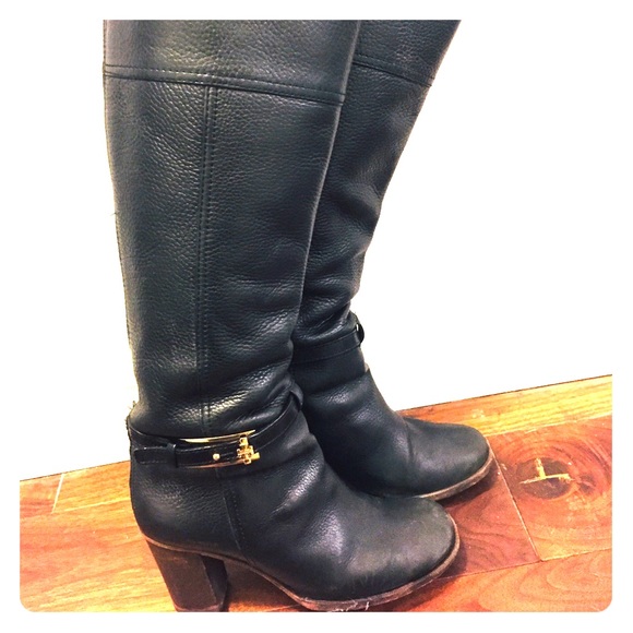 Tory Burch Shoes - Tory Burch “Jenna” Black Leather Knee High Boots